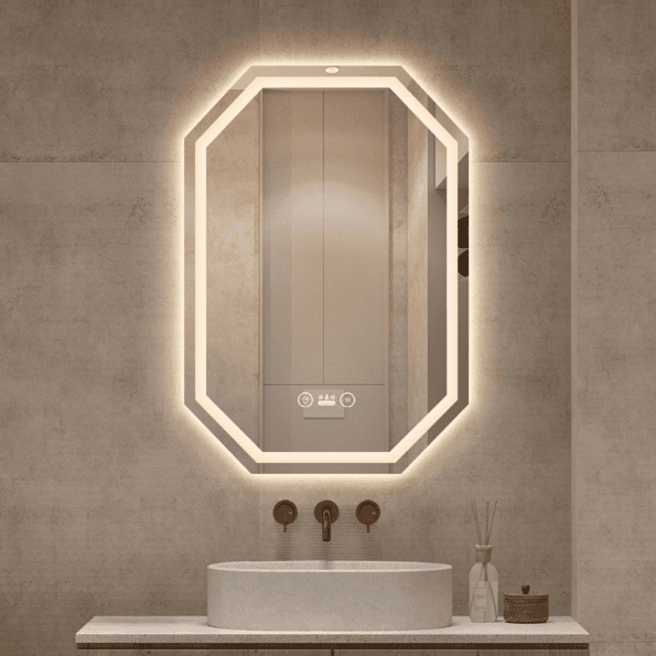 Octagonal Backlit LED Mirror for Modern Bathrooms