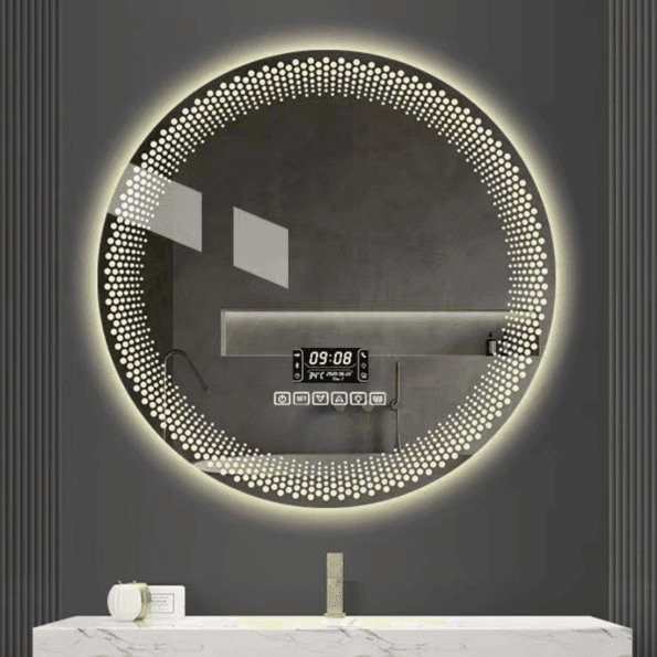 Round Front-Lit LED Mirror with Touch Sensor