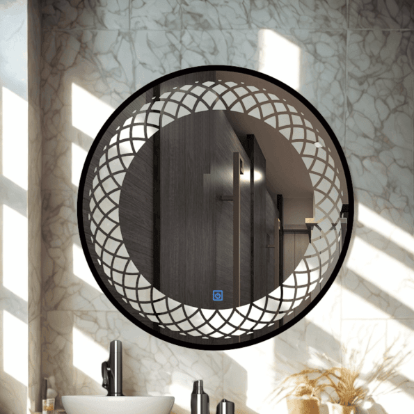 Frosted Round LED Bathroom Mirror with Soft Glow