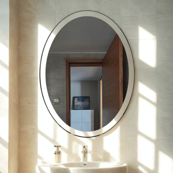 Elegant Oval LED Bathroom Mirror with Warm Backlight