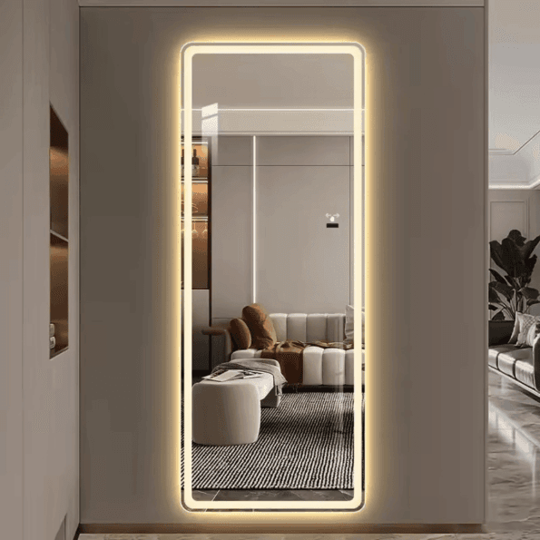 Full-Length Warm White LED Mirror – Modern Design for Home & Salon Use