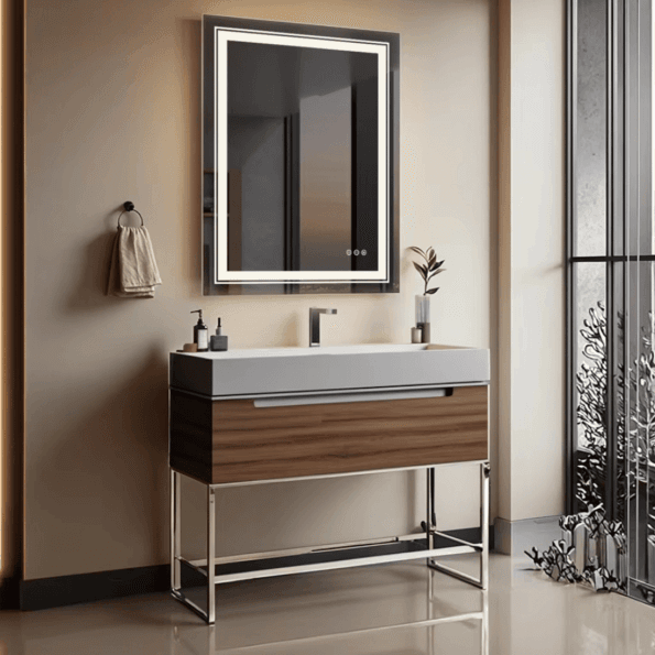 Rectangular LED Bathroom Mirror with Inner Glow Frame