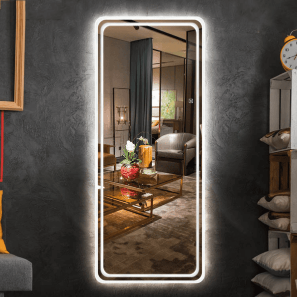 Rectangular Full-Length LED Mirror – Warm Backlit Modern Design