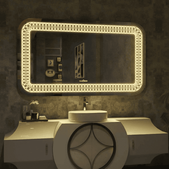 Luxury Rectangular LED Bathroom Mirror with Designer Glow Frame