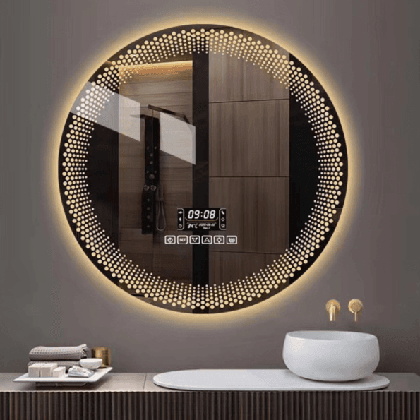 Round Front-Lit LED Mirror with Touch Sensor