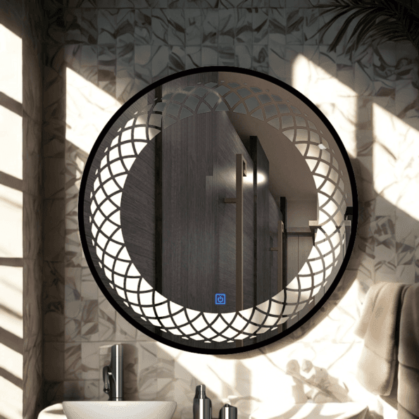 Frosted Round LED Bathroom Mirror with Soft Glow