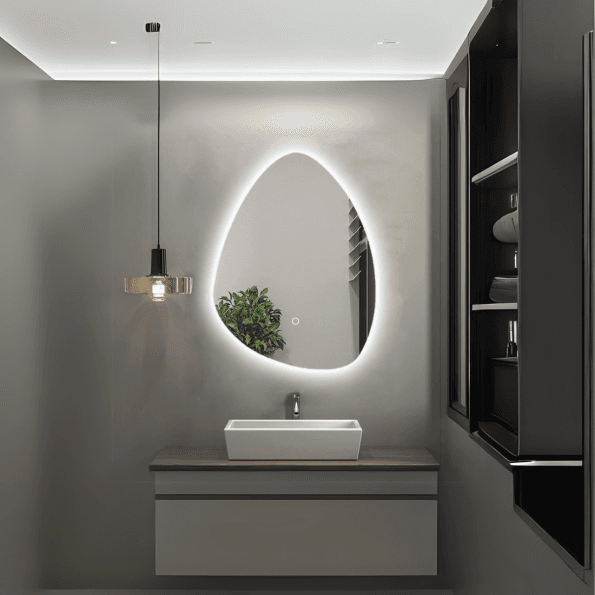 Luxury Oval LED Mirror with Touch Sensor – Frosted Edge Design