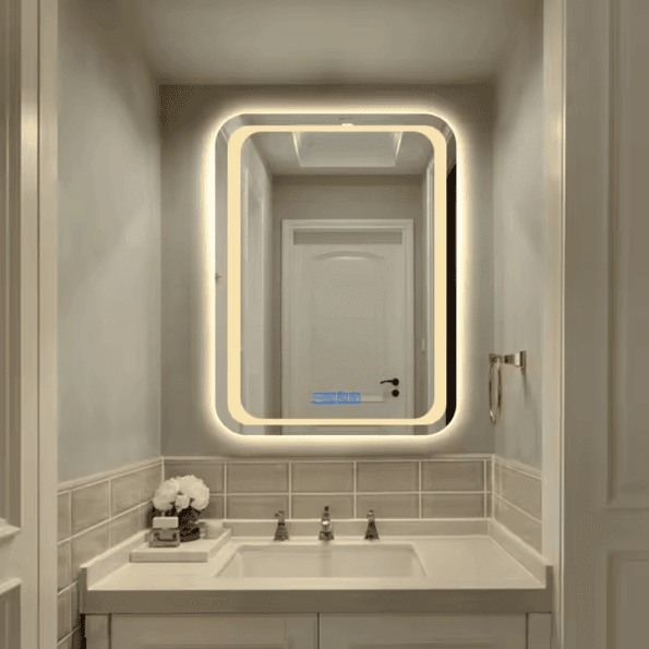 Rectangular LED Backlit Bathroom Mirror with Soft Glow