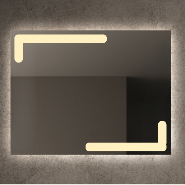 Rectangular LED Mirror with Corner Lights & Touch Sensor