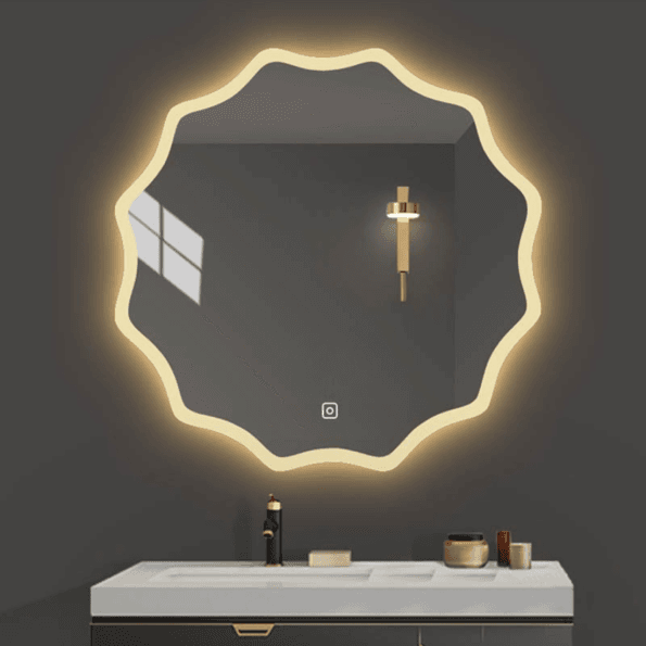 Wavy LED Backlit Mirror – Designer Flower Shape for Bathrooms