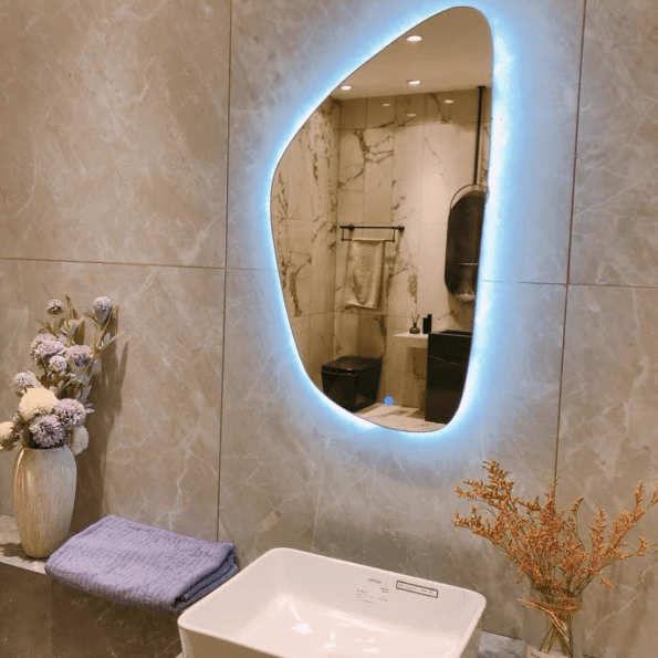 Frameless Decorative LED Mirror – Contemporary Wall Mount Design