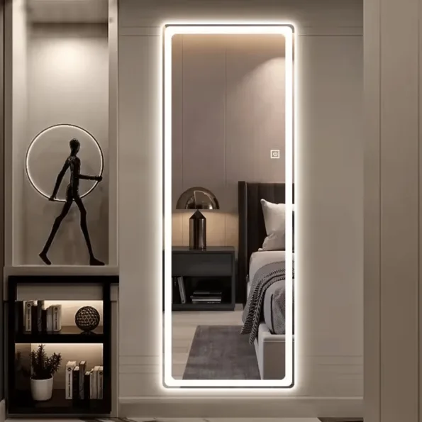 Full-Length Warm White LED Mirror – Modern Design for Home & Salon Use