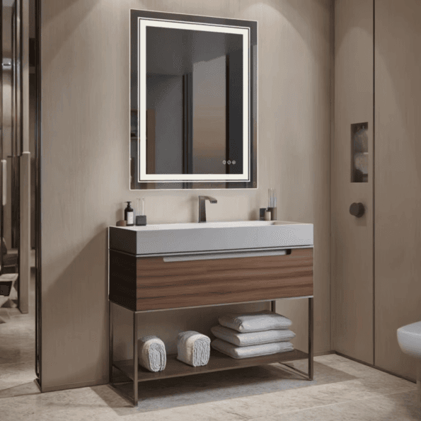 Rectangular LED Bathroom Mirror with Inner Glow Frame