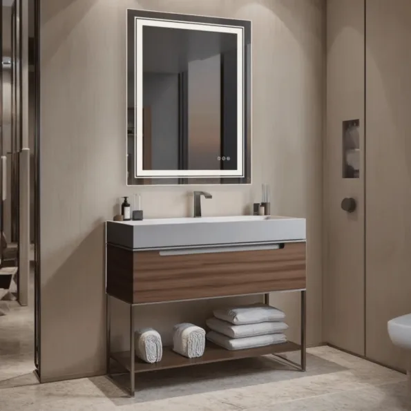 Rectangular LED Bathroom Mirror with Inner Glow Frame