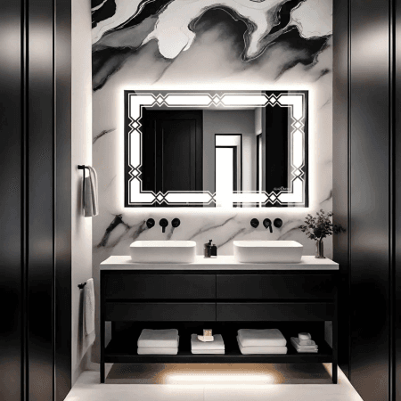 Rectangle LED Bathroom Mirror with Anti-Fog & Dimmable Lights - Modern Backlit Vanity Mirror