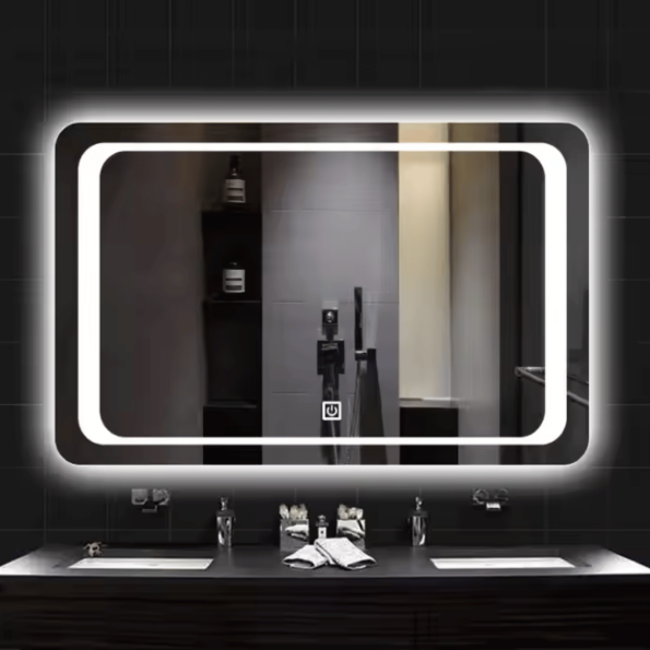Rectangular LED Backlit Bathroom Mirror with Soft Glow