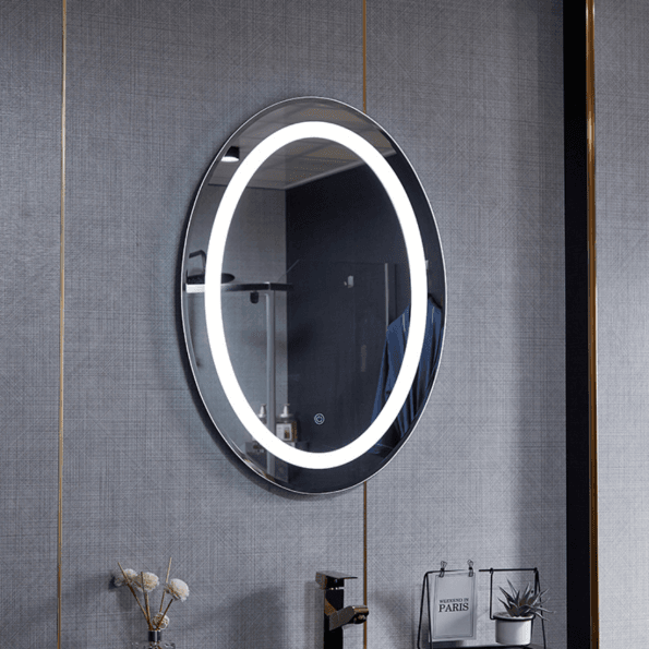 Modern Designed LED Oval Bathroom Mirror – Sleek Illuminated Mirror with Touch Sensor and Anti-Fog Feature