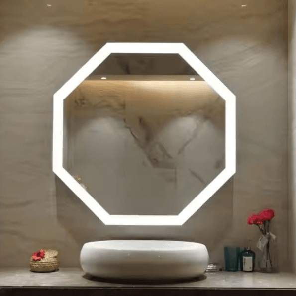 Octagon LED Bathroom Mirror – Geometric Backlit Vanity Mirror