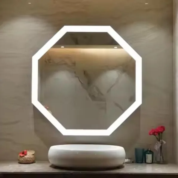 Octagon LED Bathroom Mirror – Geometric Backlit Vanity Mirror