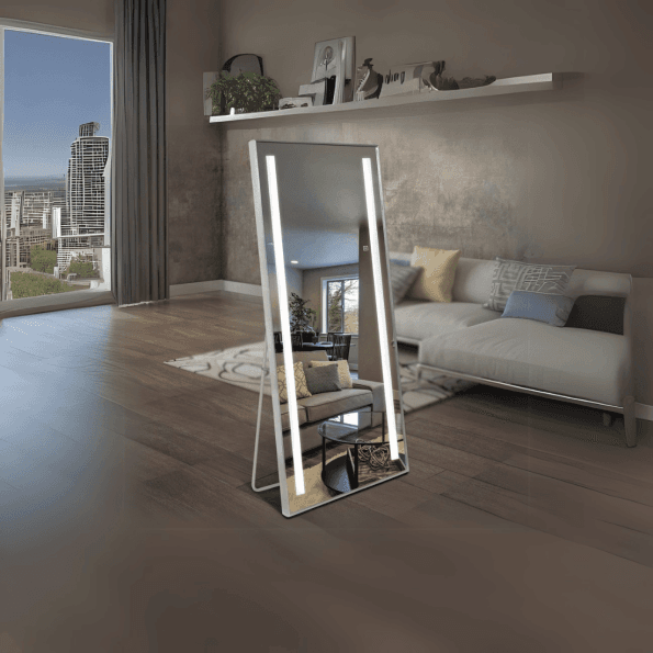 Modern LED Bathroom Mirror with Backlit Frame – Vertical Design