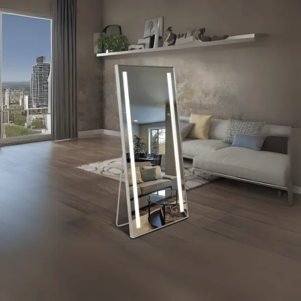 Modern LED Bathroom Mirror with Backlit Frame – Vertical Design