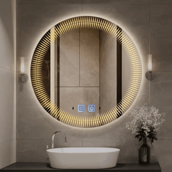 Designer Round LED Bathroom Mirror with Touch Display