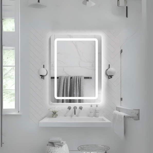 Rectangular LED Bathroom Mirror with Magnifying Glass