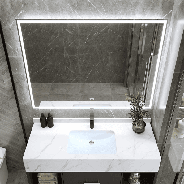 Modern Rectangular Backlit LED Bathroom Mirror with Touch Sensor