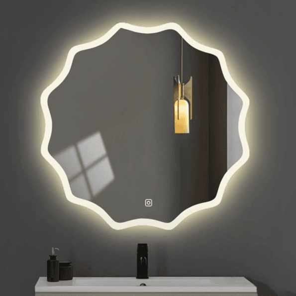 Wavy LED Backlit Mirror – Designer Flower Shape for Bathrooms