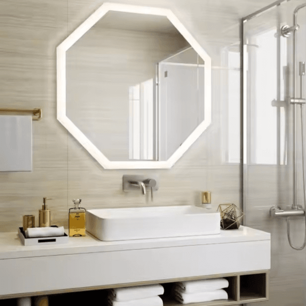 Octagon LED Bathroom Mirror – Geometric Backlit Vanity Mirror