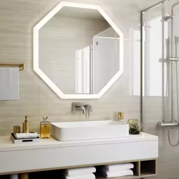 Octagon LED Bathroom Mirror – Geometric Backlit Vanity Mirror