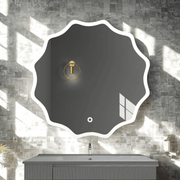 Wavy LED Backlit Mirror – Designer Flower Shape for Bathrooms