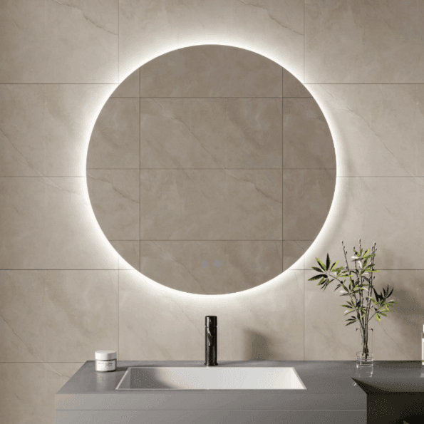 Round Backlit LED Bathroom Mirror – Modern Illuminated Vanity Mirror with Touch Control
