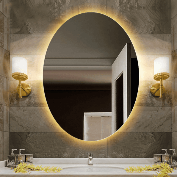 Oval Backlit LED Bathroom Mirror – Modern Illuminated Vanity Mirror with Touch Control