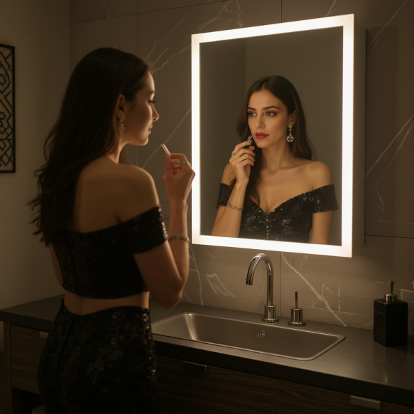 Cabinet RGB Light Mirror – LED Illuminated Bathroom Storage with Color-Changing Lights 1