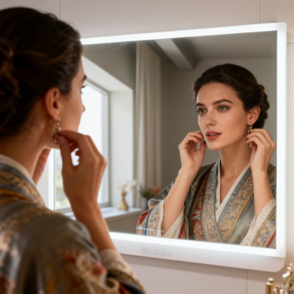 Classic LED Light Mirror – Square Wall-Mounted Mirror with Backlit Glow 1