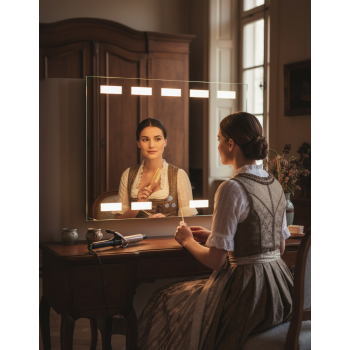 Cube Wide Light Mirror – LED Backlit Mirror with Geometric Glow 1