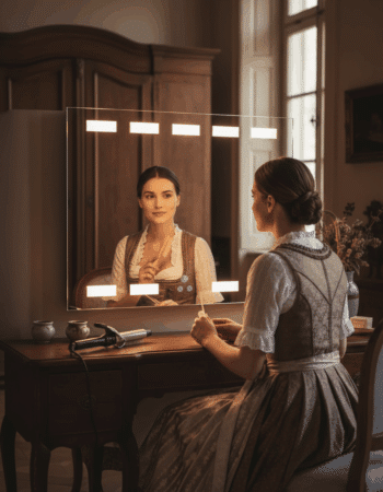 Cube Wide Light Mirror – LED Backlit Mirror with Geometric Glow 1