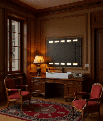 Cube Wide Light Mirror – LED Backlit Mirror with Geometric Glow 4