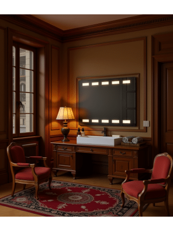 Cube Wide Light Mirror – LED Backlit Mirror with Geometric Glow 4