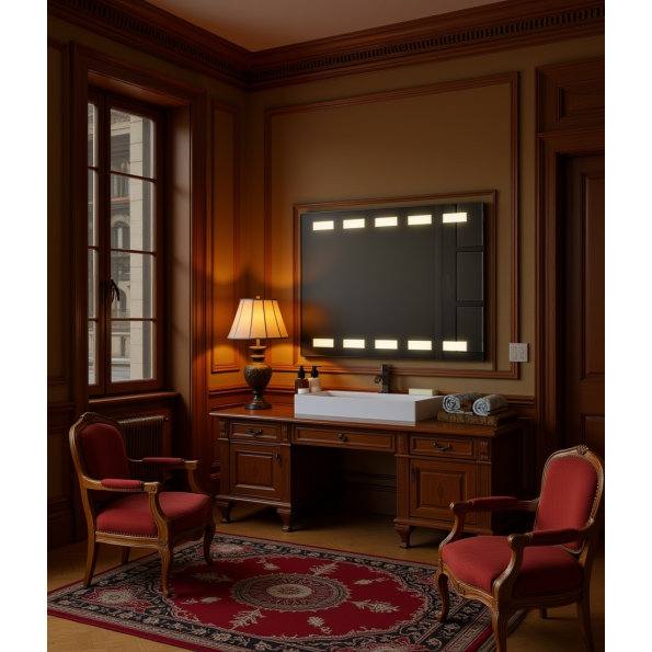 Cube Wide Light Mirror – LED Backlit Mirror with Geometric Glow 4
