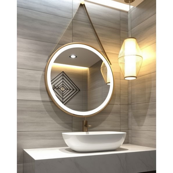 Large Round LED Bathroom Mirror – Modern Backlit Wall-Mounted Mirror 1