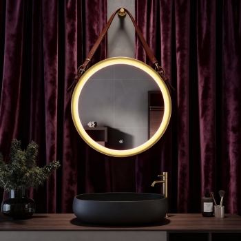 Large Round LED Bathroom Mirror – Modern Backlit Wall-Mounted Mirror 3