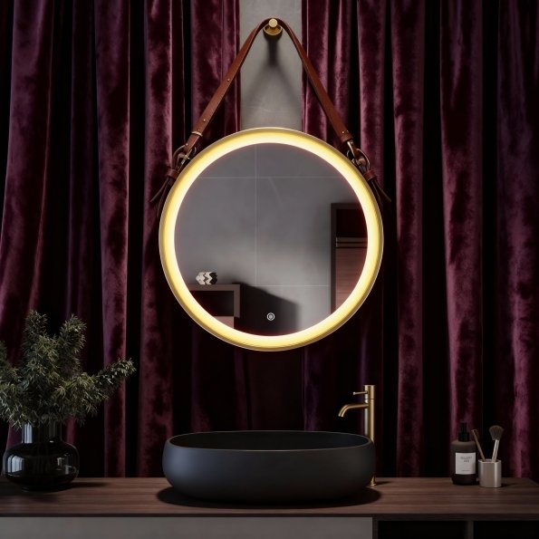Large Round LED Bathroom Mirror – Modern Backlit Wall-Mounted Mirror 3