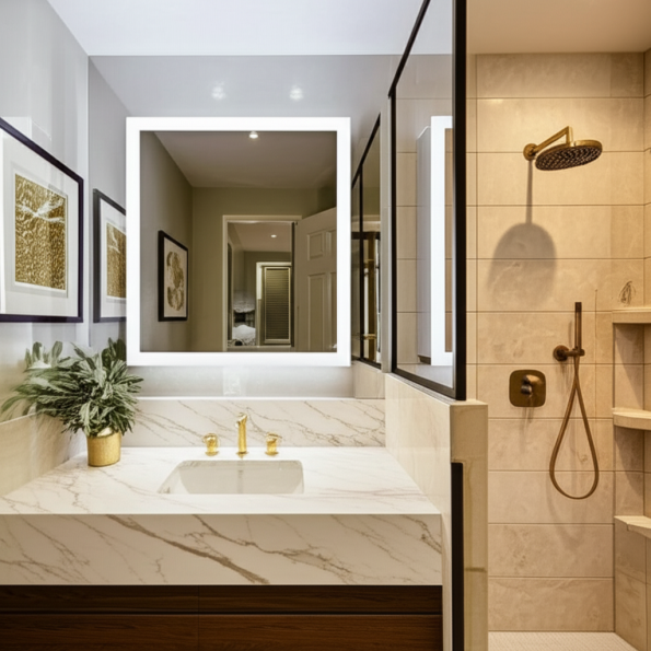 Cabinet RGB Light Mirror – LED Illuminated Bathroom Storage with Color-Changing Lights 8