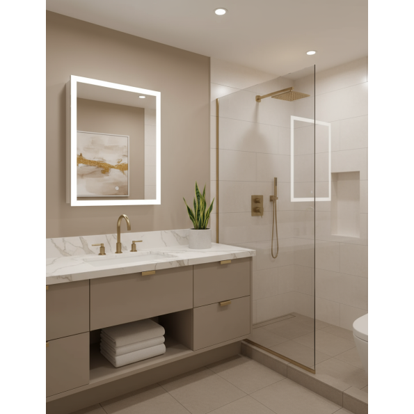 Cabinet RGB Light Mirror – LED Illuminated Bathroom Storage with Color-Changing Lights 7