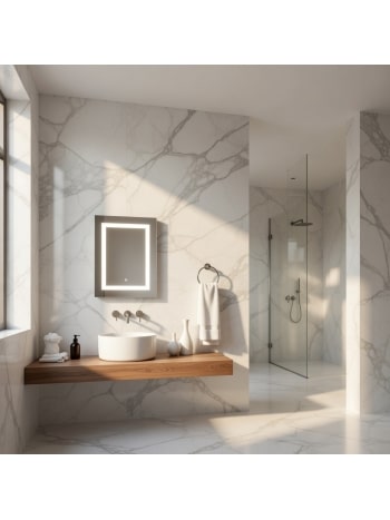 Square LED Bathroom Mirror with Touch Sensor & Soft Glow