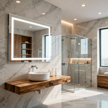 Modern Square LED Mirror with Touch Sensor & Anti Fog