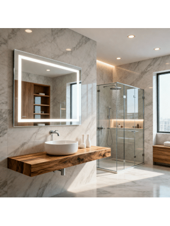 Modern Square LED Mirror with Touch Sensor & Anti Fog