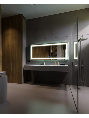 Wall Mounted LED Mirror with Clean Minimal Lighting